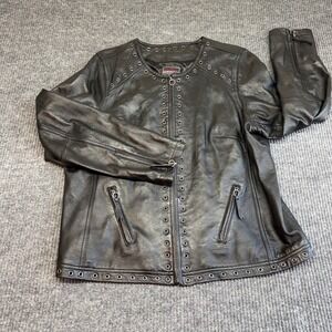 Bradley by Bradley Bayou Black Leather Jacket P-XL Grommet Studded Moto Designer